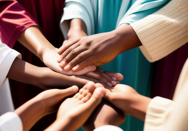 Jesus blessing a group of people