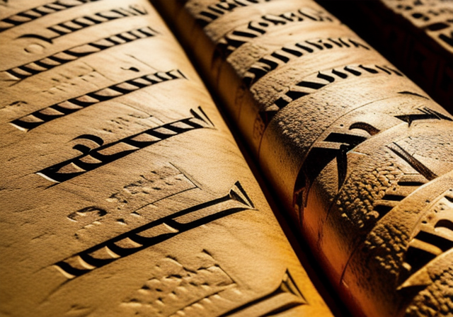 An ancient Hebrew script containing the name of God Yahweh