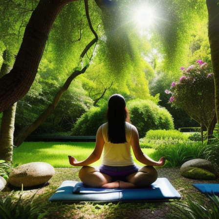 Person meditating in nature