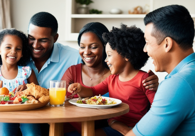 Família desfrutando de uma refeição juntos