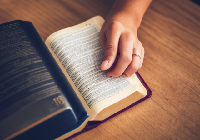 Hands holding a Bible open