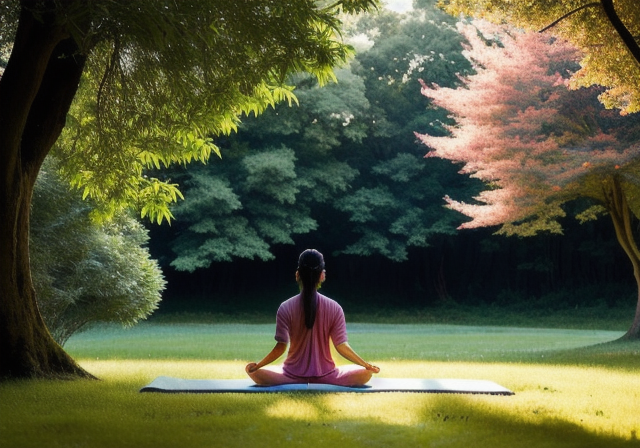 Person meditating in nature