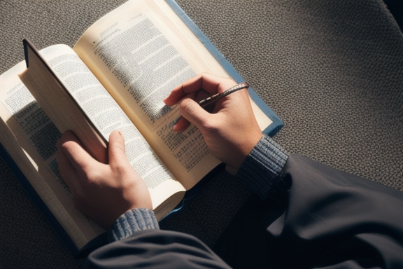 A person reading the Bible and seeking spiritual revelation