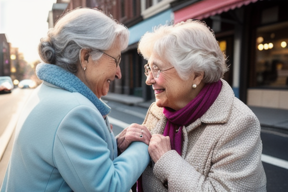 Person helping an elderly woman cross the street