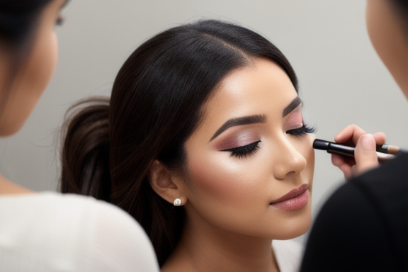 Woman applying makeup