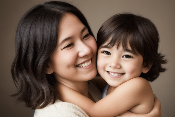 Loving parent embracing child