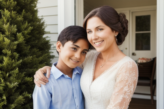 Stepmother embracing her stepchild