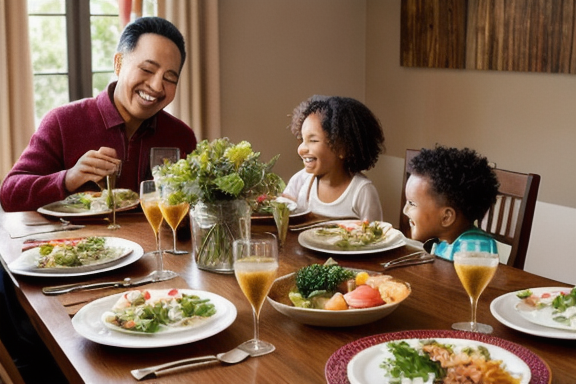 Family sharing a meal together