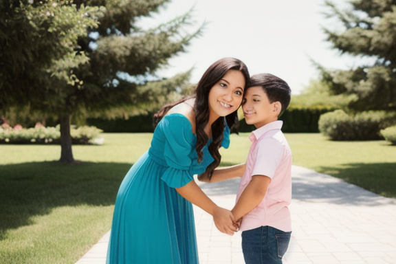 Caring stepmother and stepchild