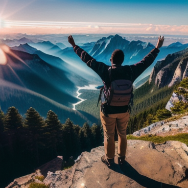 Person on top of a mountain