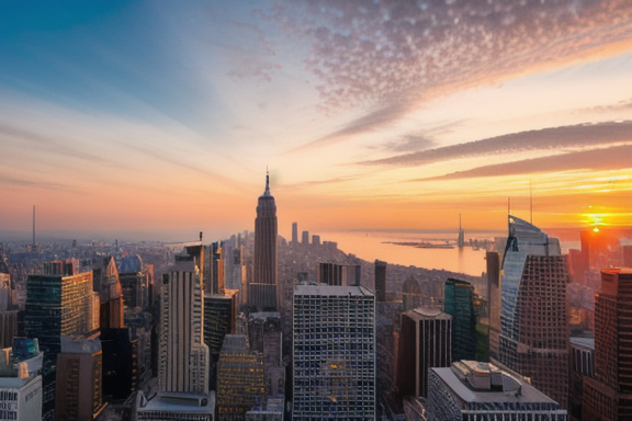 Sunrise over a cityscape