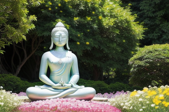 Person meditating in a peaceful garden